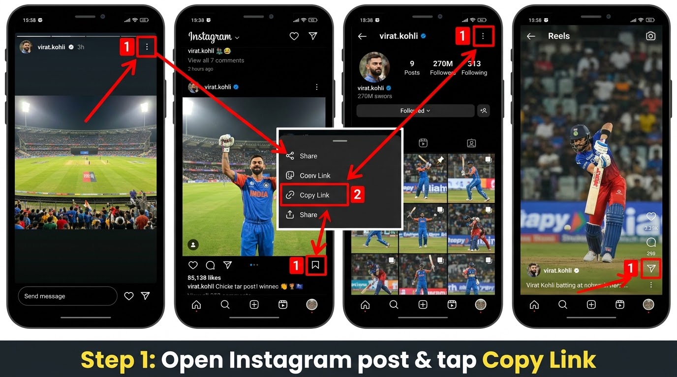 How to copy Instagram link on iPhone and Android